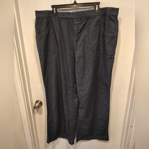 Denim & Company D & Co. Women's Elastic Waist Pull-On Wide Leg Jeans XL Casual